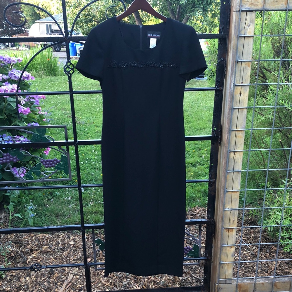 John Roberts black beaded front maxi dress size 8